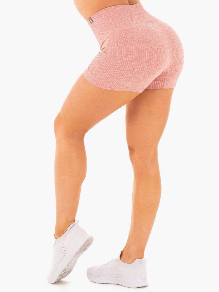 Ryderwear Women Shorts Rib Seamless Women's Shorts Blush Marl | CA2187YU