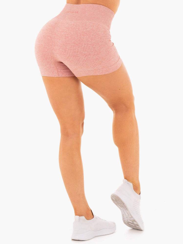 Ryderwear Women Shorts Rib Seamless Women's Shorts Blush Marl | CA2187YU