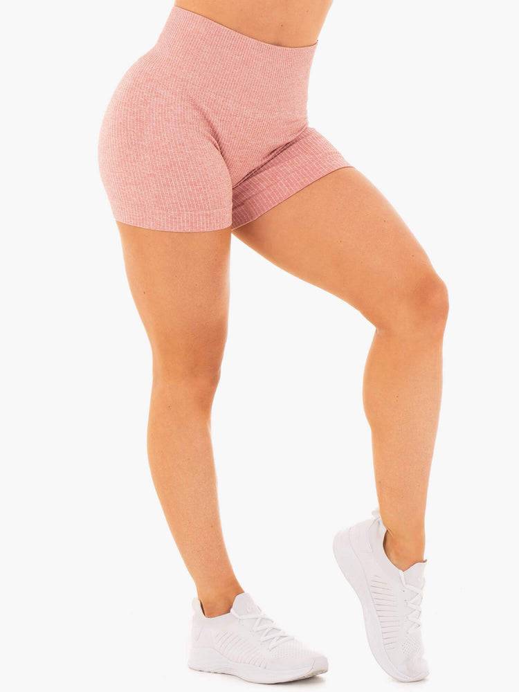 Ryderwear Women Shorts Rib Seamless Women's Shorts Blush Marl | CA2187YU