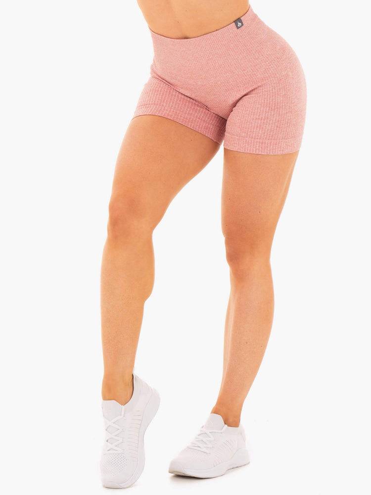 Ryderwear Women Shorts Rib Seamless Women\'s Shorts Blush Marl | CA2187YU