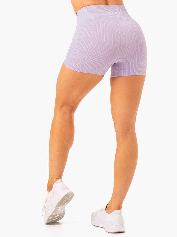 Ryderwear Women Shorts Rib Seamless Women's Shorts Lavender Marl | CA2190OR