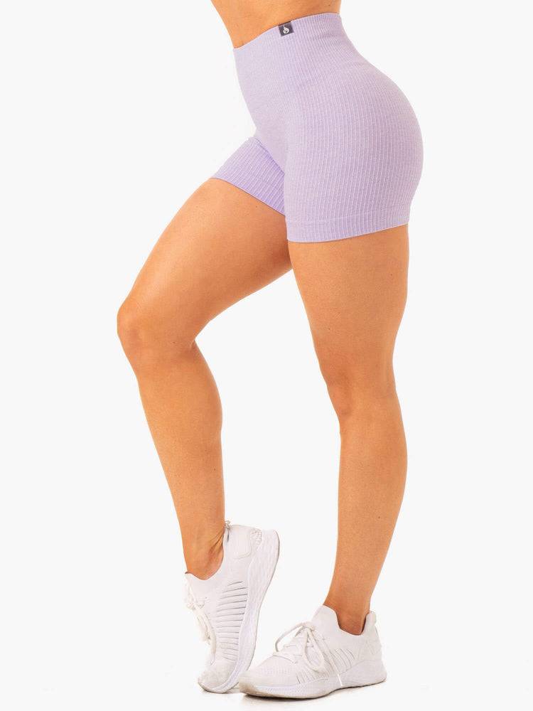 Ryderwear Women Shorts Rib Seamless Women's Shorts Lavender Marl | CA2190OR