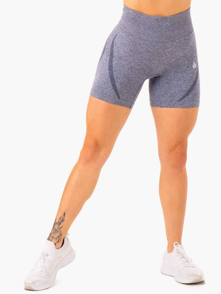 Ryderwear Women Shorts Sculpt Seamless Women's Shorts Navy Marl | CA2104QZ