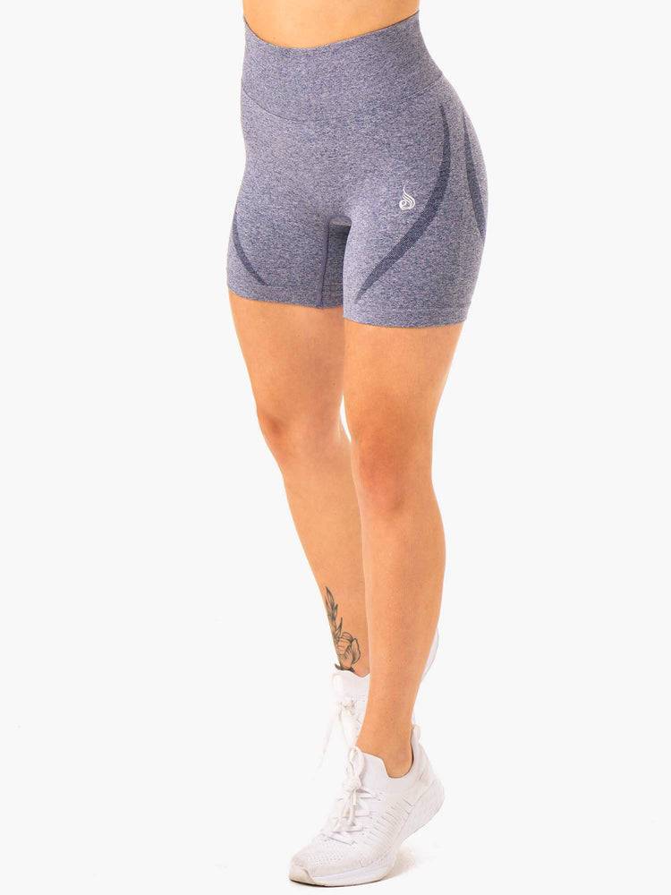 Ryderwear Women Shorts Sculpt Seamless Women\'s Shorts Navy Marl | CA2104QZ