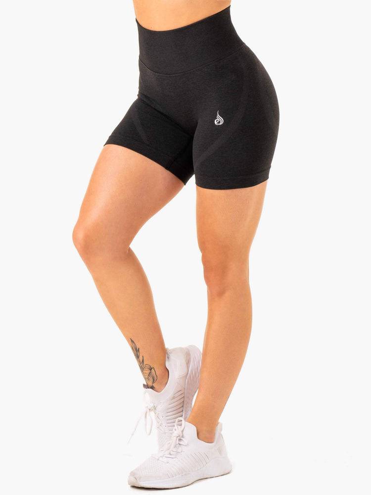 Ryderwear Women Shorts Sculpt Seamless Women's Shorts Black Marl | CA2105WY