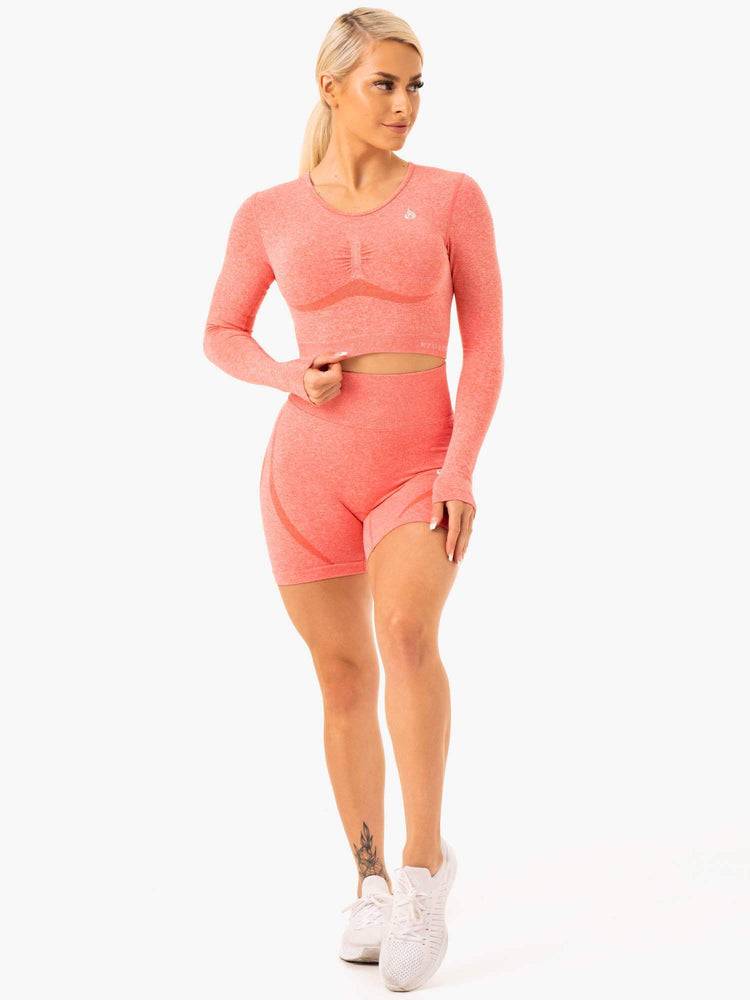 Ryderwear Women Shorts Sculpt Seamless Women's Shorts Peach Marl | CA2162UT