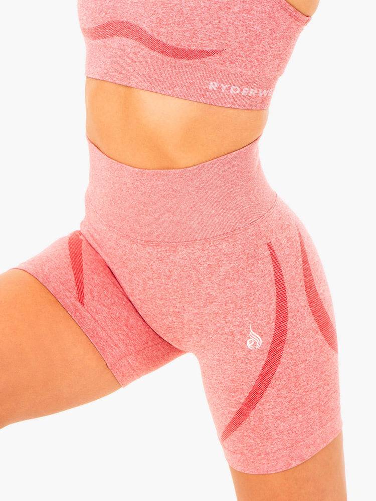 Ryderwear Women Shorts Sculpt Seamless Women's Shorts Pink Marl | CA2168DN