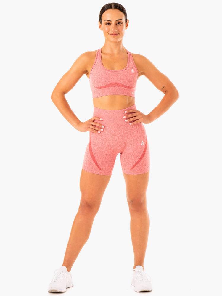 Ryderwear Women Shorts Sculpt Seamless Women's Shorts Pink Marl | CA2168DN