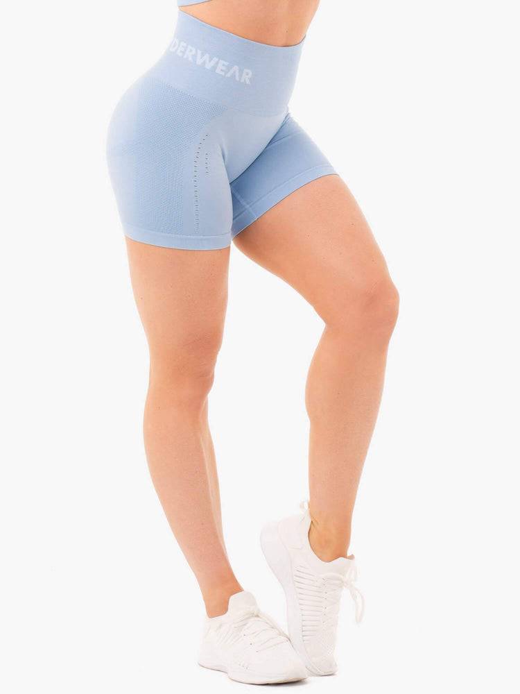 Ryderwear Women Shorts Seamless Staples Women's Shorts Denim Blue Marl | CA1953YU