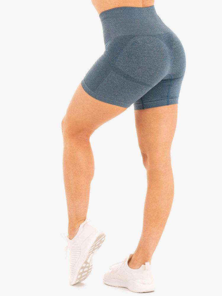 Ryderwear Women Shorts Seamless Staples Women's Shorts Teal Marl | CA2111IS