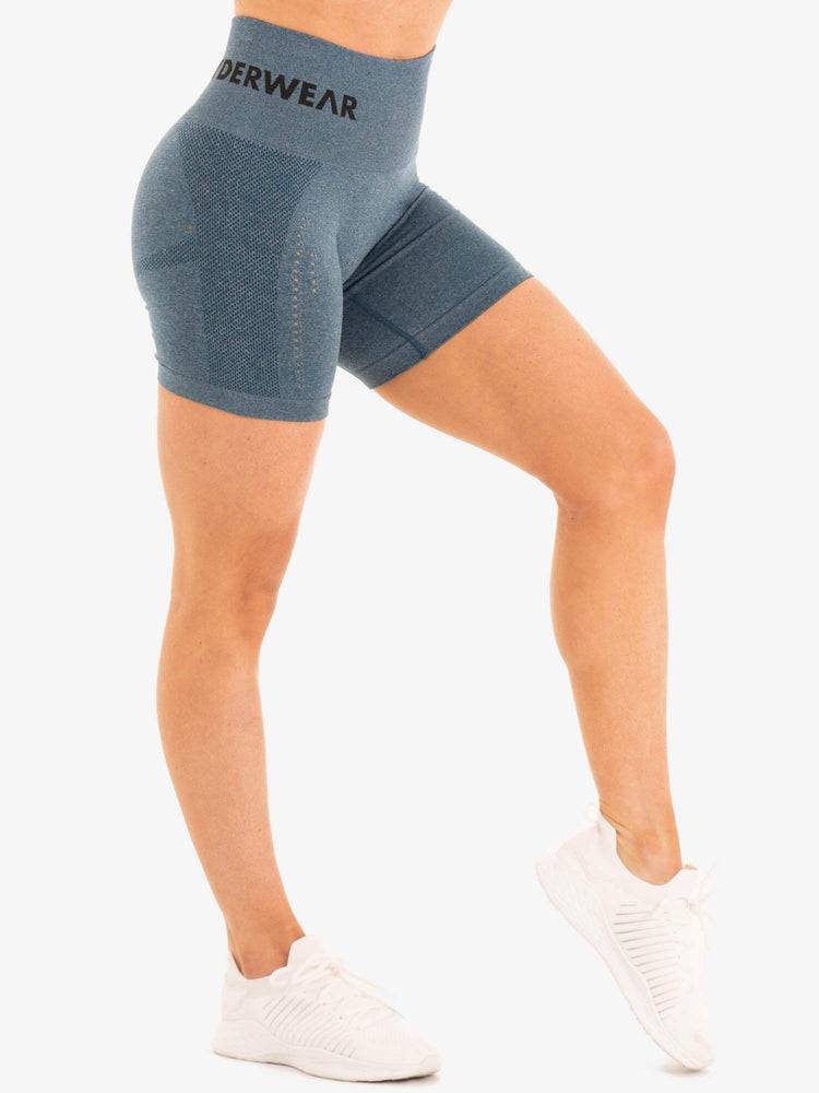 Ryderwear Women Shorts Seamless Staples Women's Shorts Teal Marl | CA2111IS