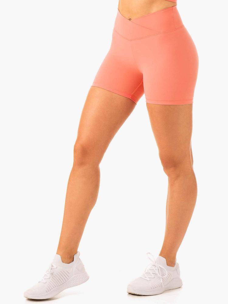 Ryderwear Women Shorts Serene Cross Over Scrunch Women's Shorts Rose Pink | CA2063SO