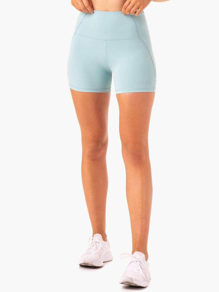 Ryderwear Women Shorts Sola High Waisted Women's Shorts Seafoam Blue | CA1983PQ