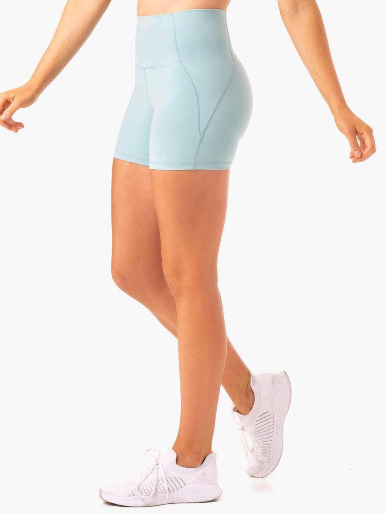 Ryderwear Women Shorts Sola High Waisted Women's Shorts Seafoam Blue | CA1983PQ