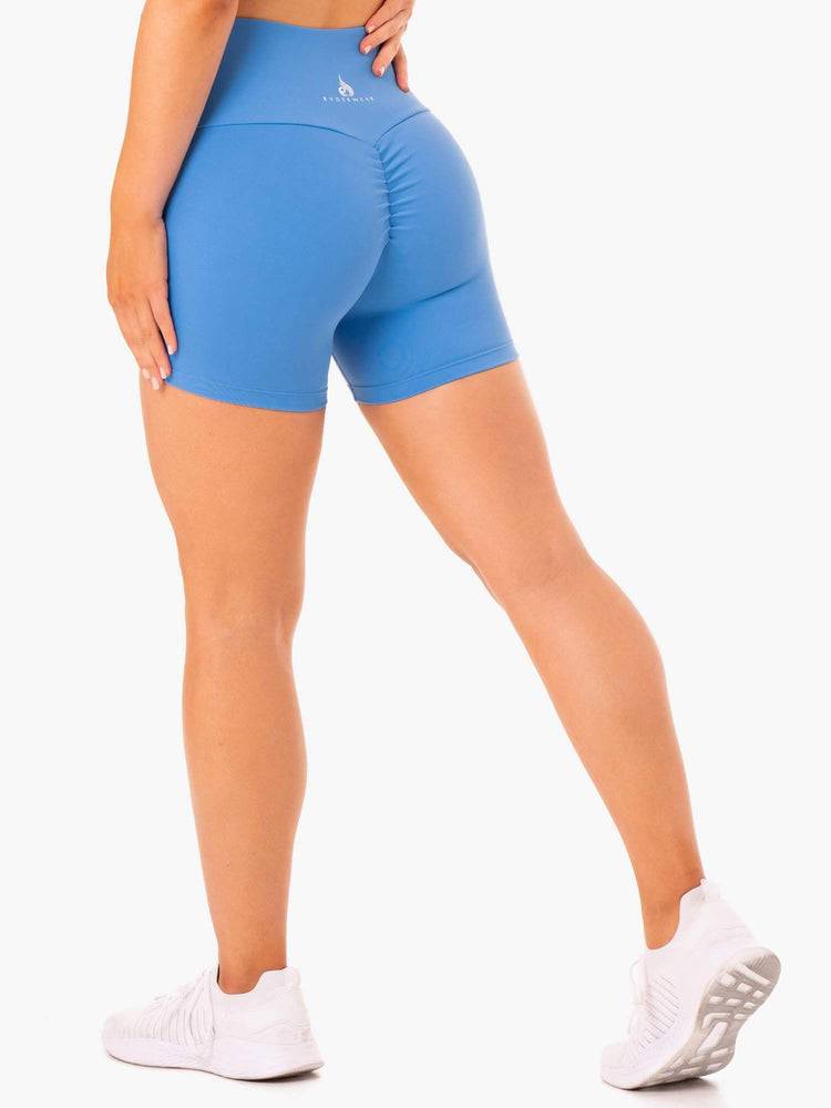 Ryderwear Women Shorts Staples Scrunch Bum Mid Length Women's Shorts Blue | CA2163IS