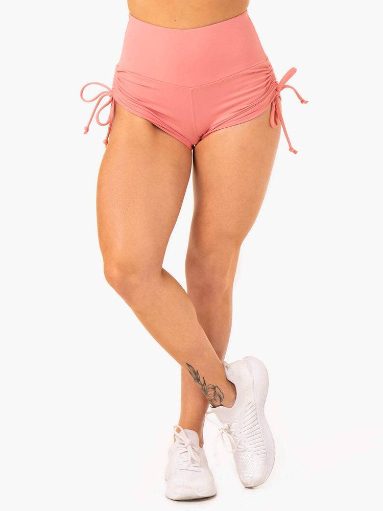 Ryderwear Women Shorts Staples Scrunch Bum Tie Up Women's Shorts Rose Pink | CA2183WY