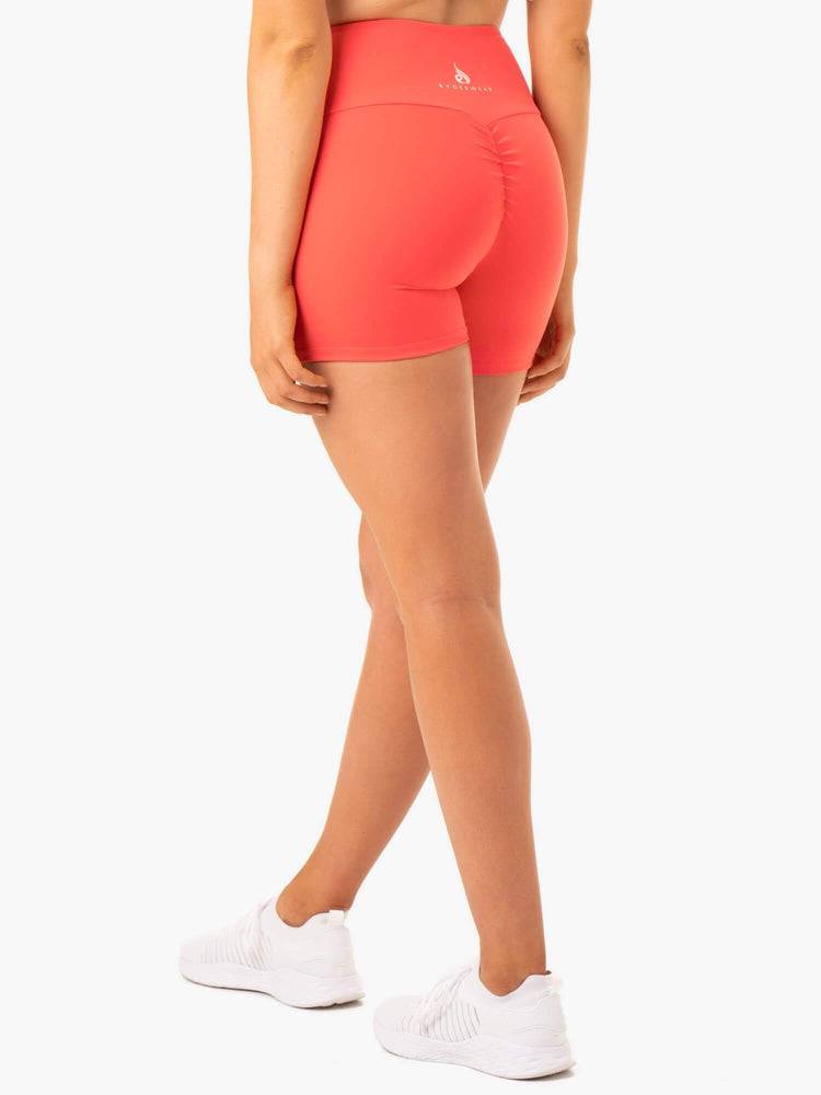 Ryderwear Women Shorts Staples Scrunch Bum Mid Length Women's Shorts Coral | CA2207MA