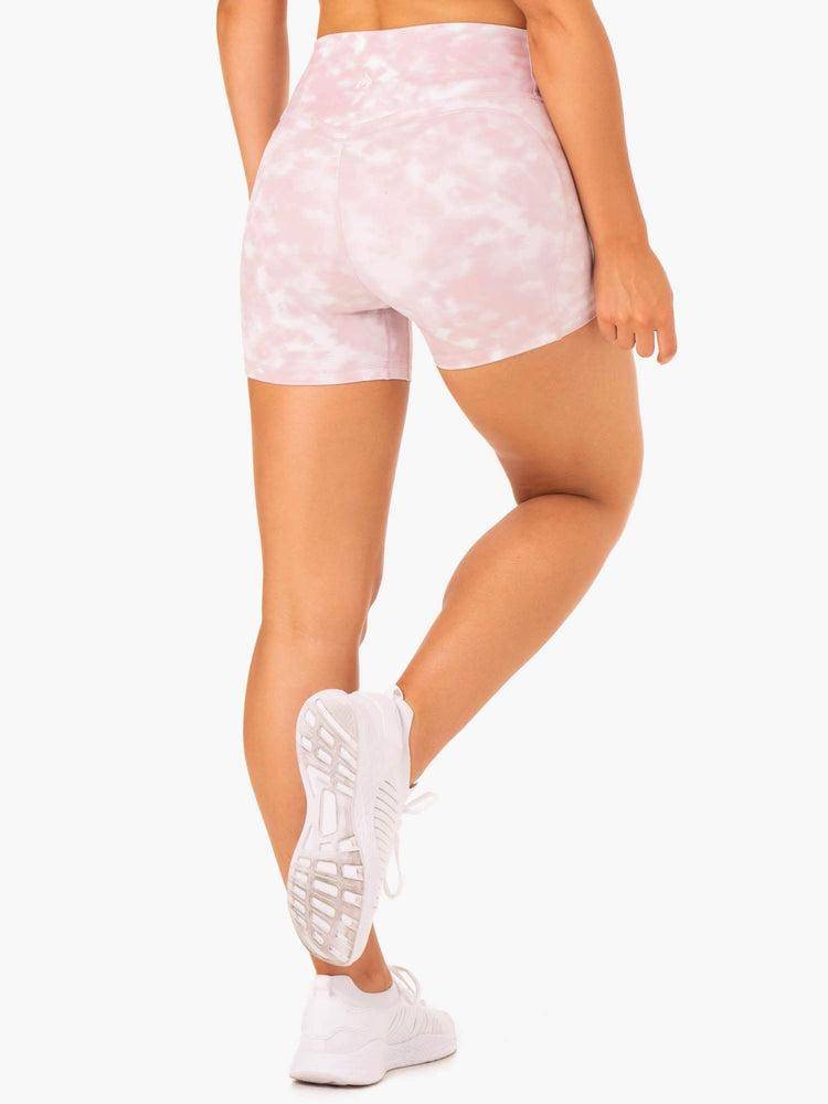 Ryderwear Women Shorts Tie Dye Mid Length Women's Shorts Mauve Pink Tie Dye | CA2161YU