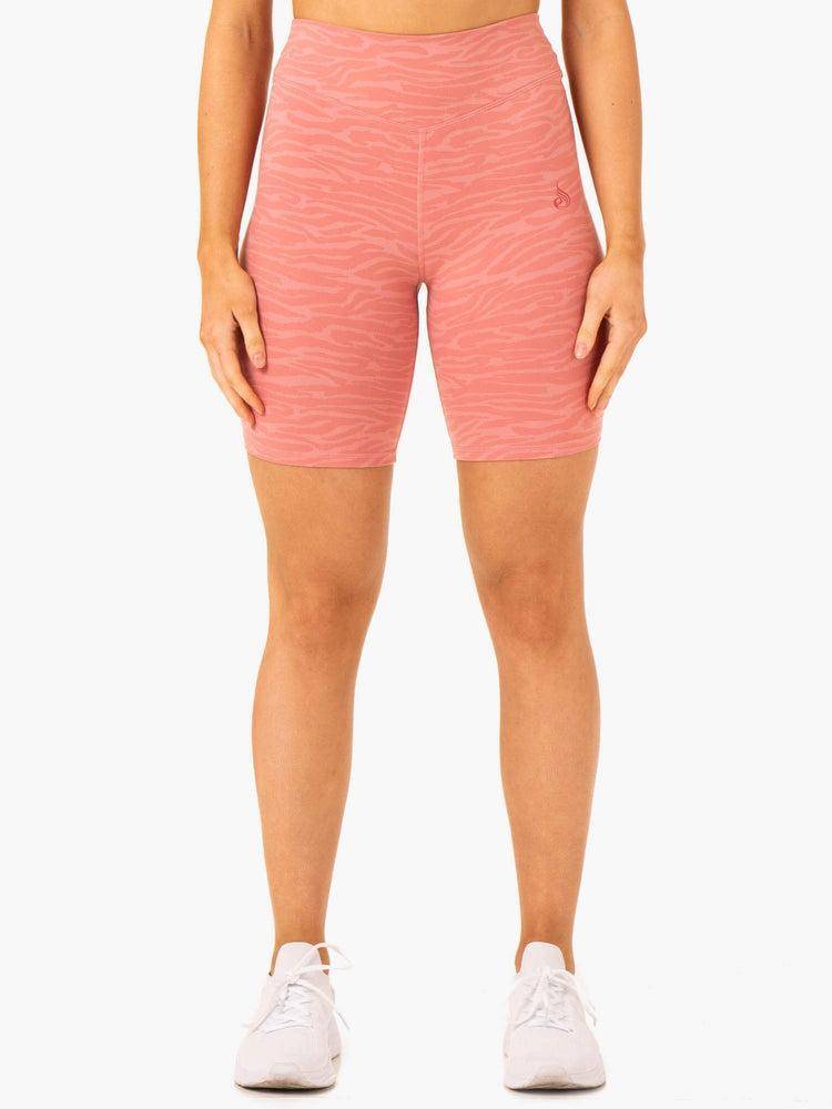 Ryderwear Women Shorts Transform Mid Length Women's Shorts Pink Zebra | CA2072XF