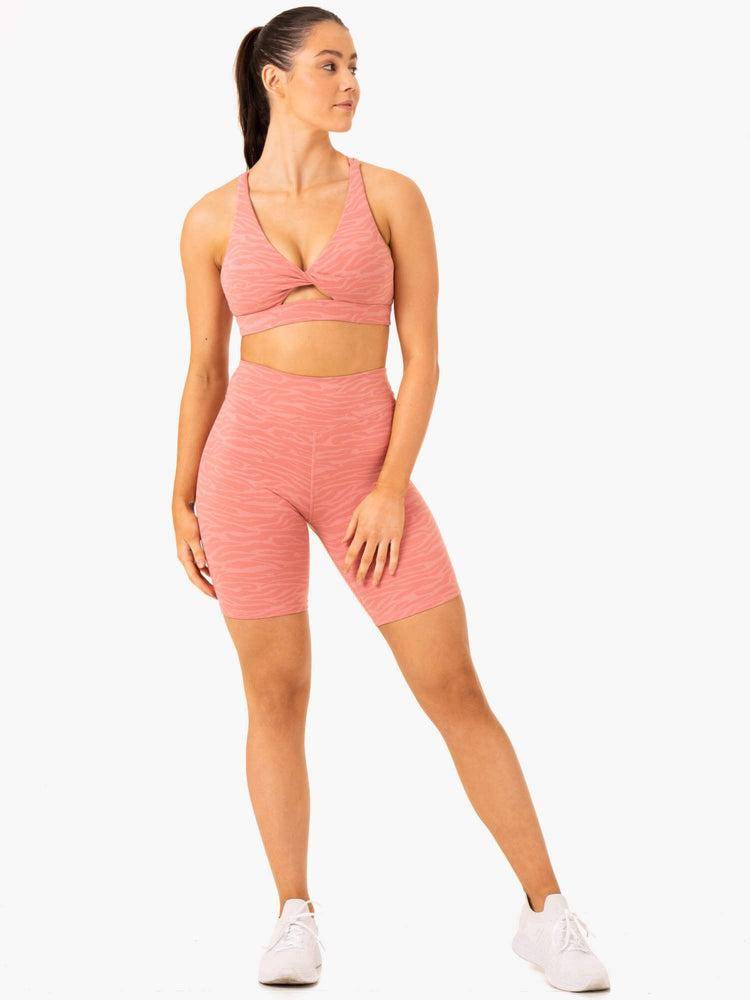 Ryderwear Women Shorts Transform Mid Length Women's Shorts Pink Zebra | CA2072XF