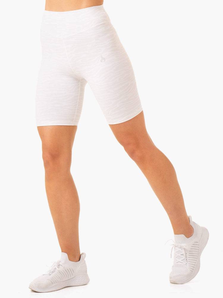 Ryderwear Women Shorts Transform Mid Length Women's Shorts White Zebra | CA2089SO