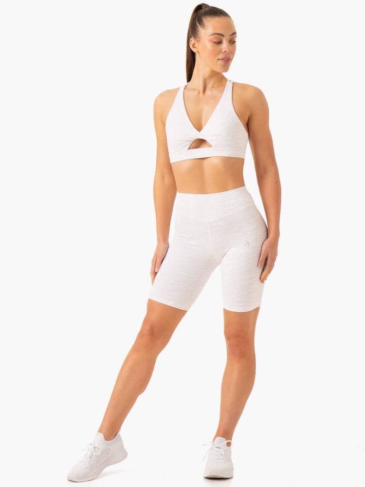 Ryderwear Women Shorts Transform Mid Length Women's Shorts White Zebra | CA2089SO