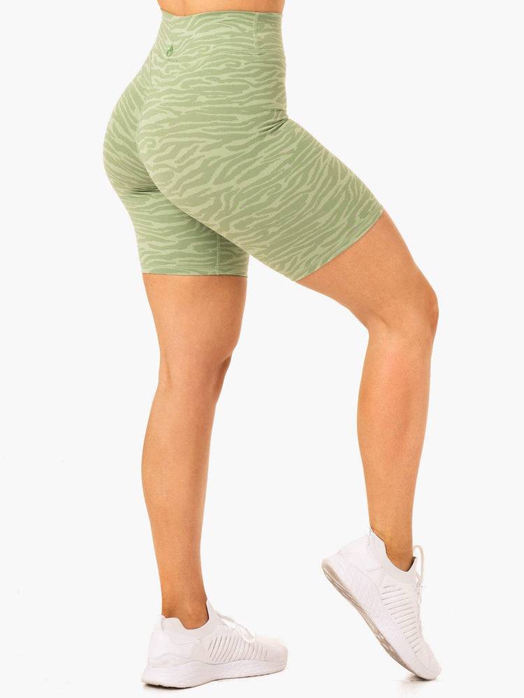 Ryderwear Women Shorts Transform Mid Length Women\'s Shorts Jade Green Zebra | CA2100VD