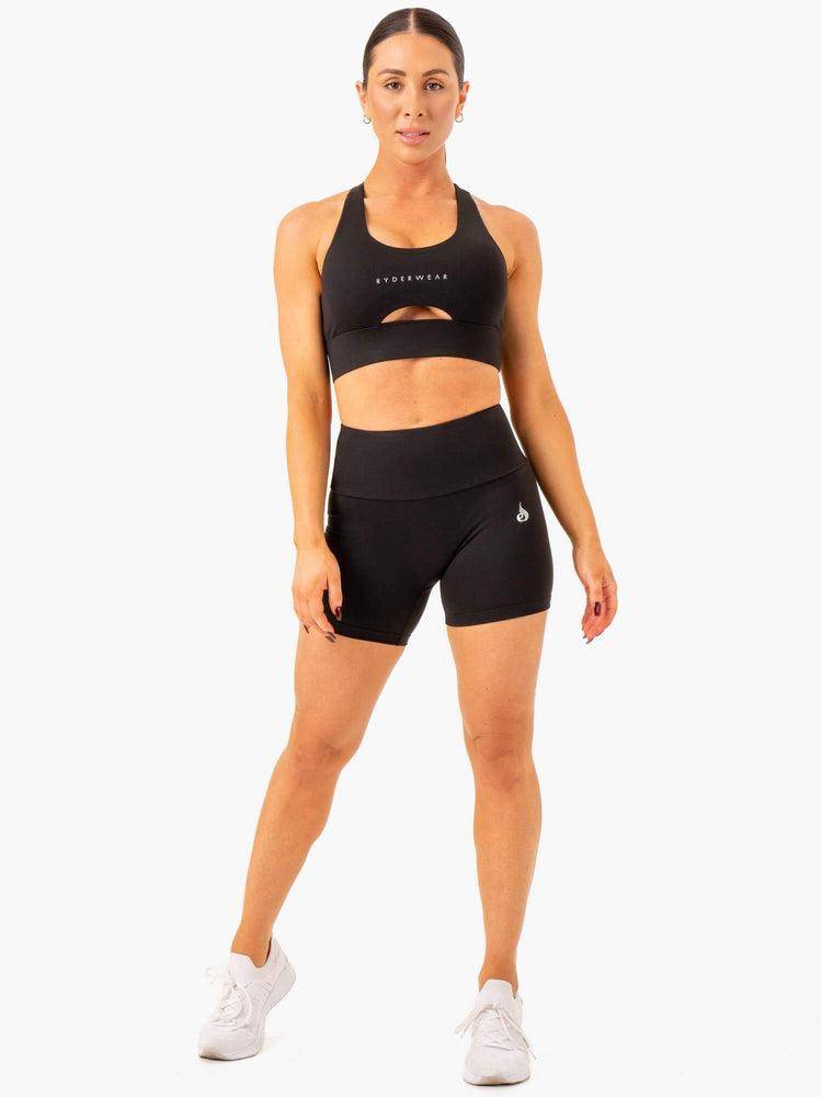 Ryderwear Women Shorts Vital Mid Length Scrunch Women's Shorts Black | CA1977RW