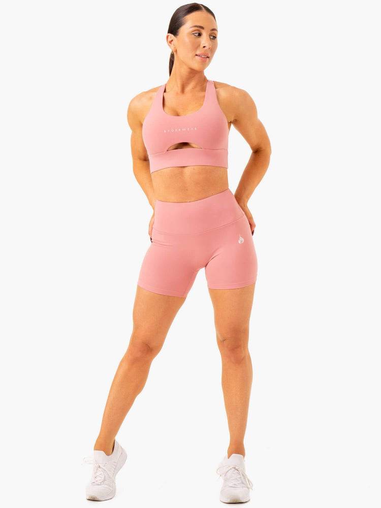 Ryderwear Women Shorts Vital Mid Length Scrunch Women's Shorts Blush Pink | CA2001WY