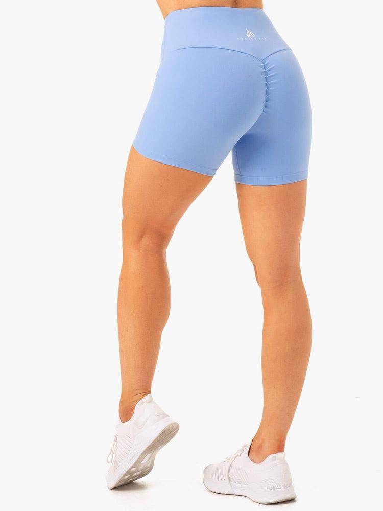 Ryderwear Women Shorts Vital Mid Length Scrunch Women's Shorts Sky Blue | CA2015HK