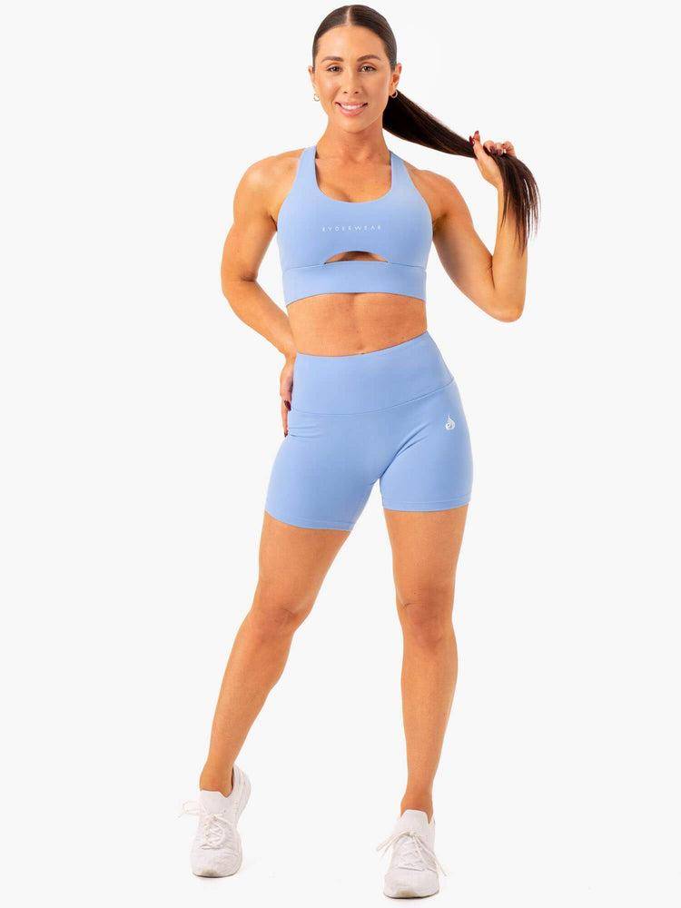 Ryderwear Women Shorts Vital Mid Length Scrunch Women's Shorts Sky Blue | CA2015HK