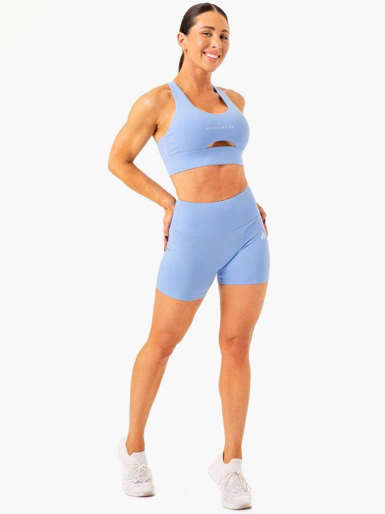 Ryderwear Women Shorts Vital Mid Length Scrunch Women's Shorts Sky Blue | CA2015HK