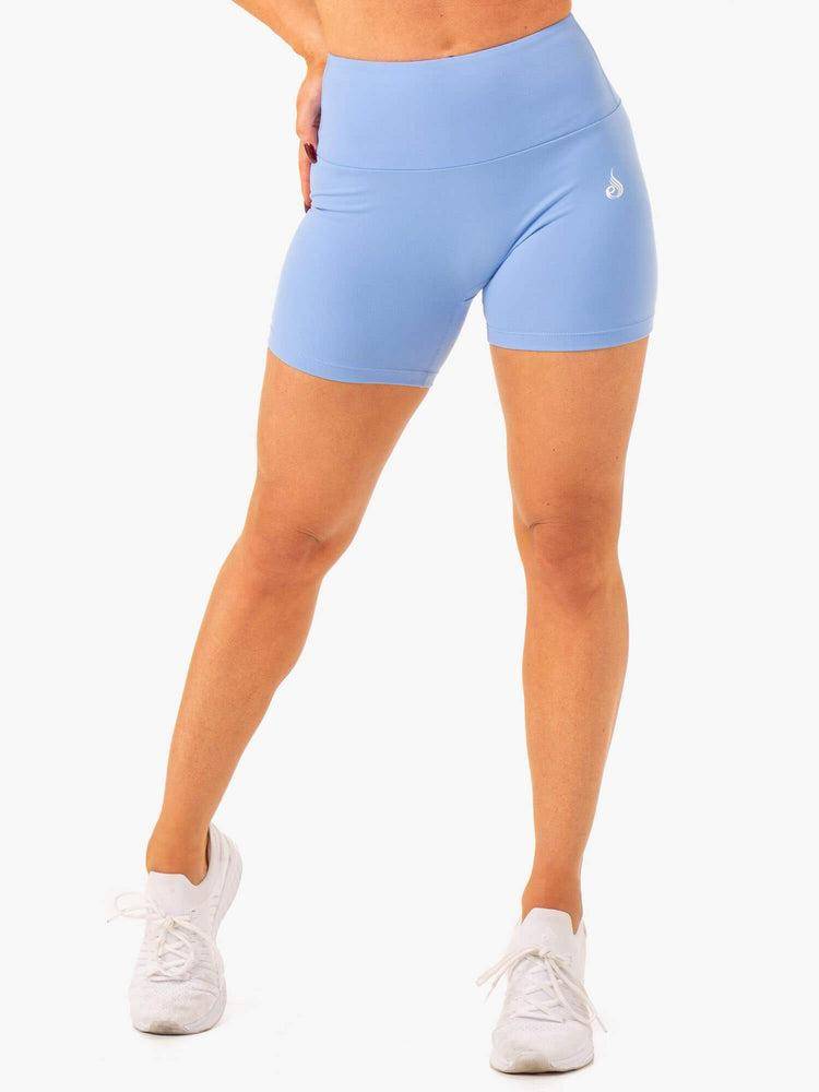 Ryderwear Women Shorts Vital Mid Length Scrunch Women\'s Shorts Sky Blue | CA2015HK