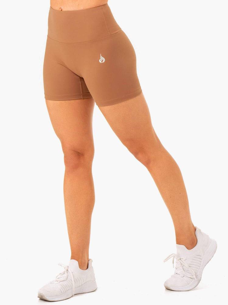 Ryderwear Women Shorts Vital Mid Length Scrunch Women's Shorts Mocha | CA2041HK