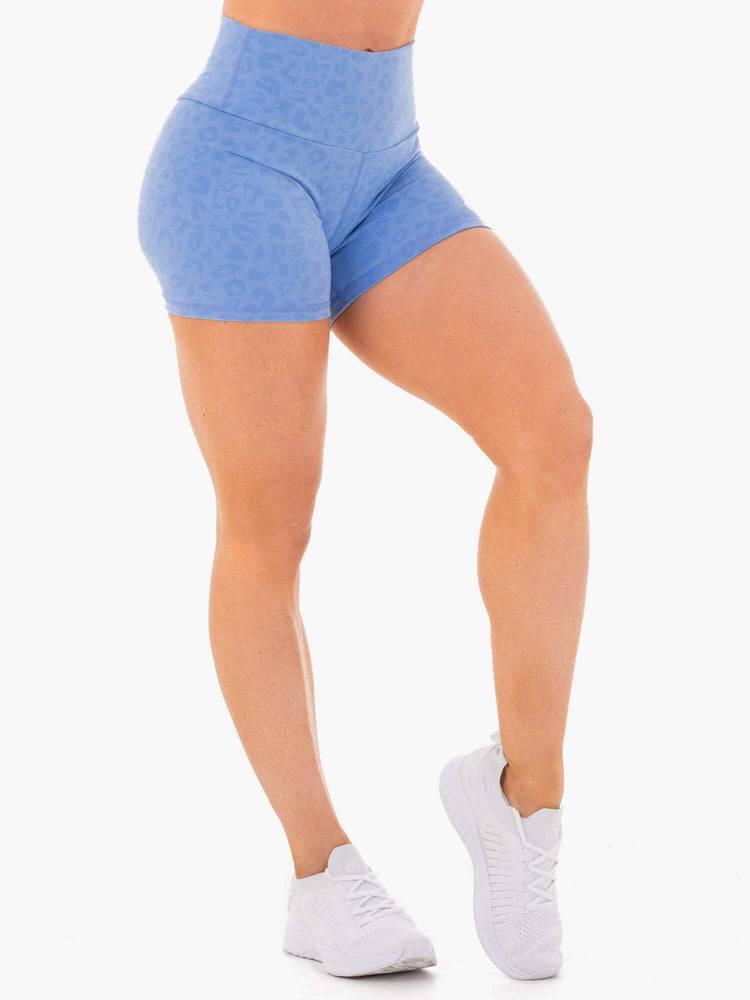 Ryderwear Women Shorts Wild High Waisted Women's Shorts Blue Leopard | CA2186TV