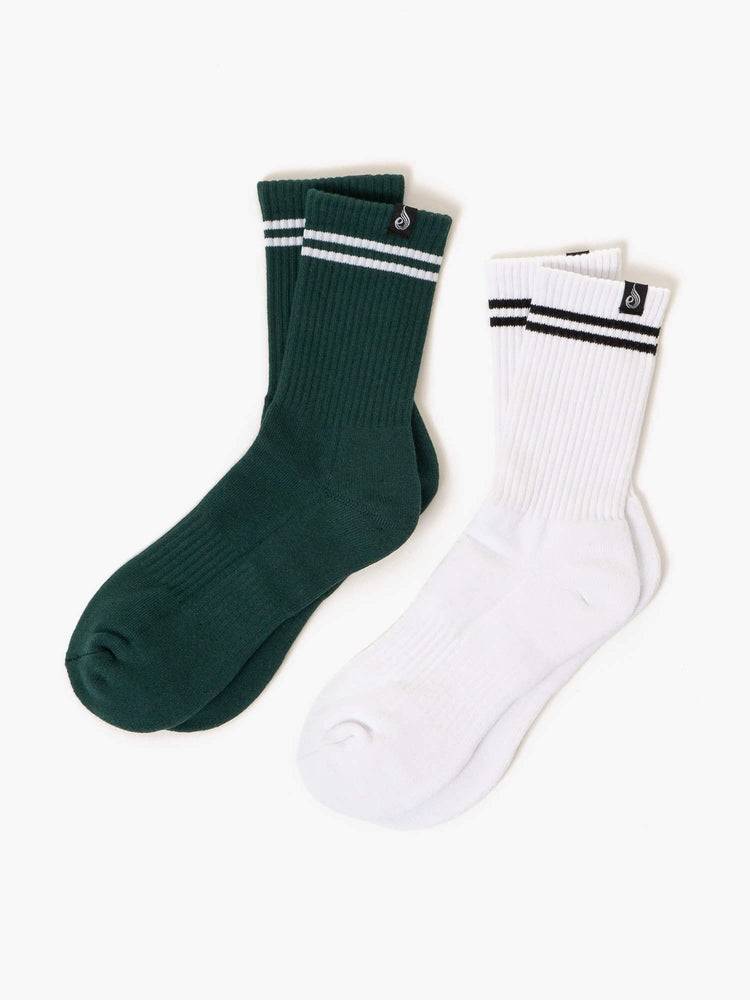 Ryderwear Women Socks Stripe Crew Women\'s Socks White/Green | CA1038QZ