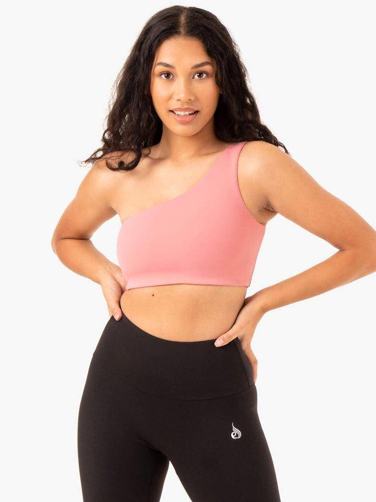 Ryderwear Women Sports Bra Adapt One Shoulder Women's Sports Bra Blush Pink | CA1800OR