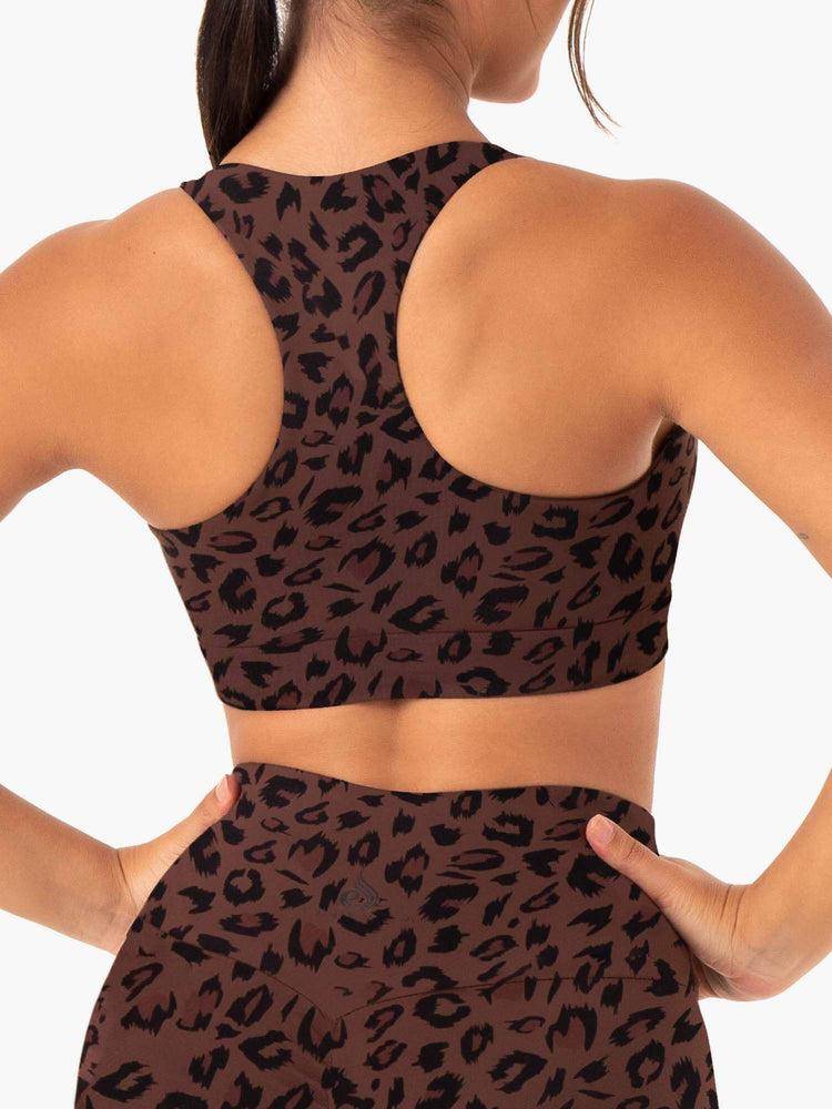 Ryderwear Women Sports Bra Adapt Twist Women's Sports Bra Chocolate Leopard | CA1638EX