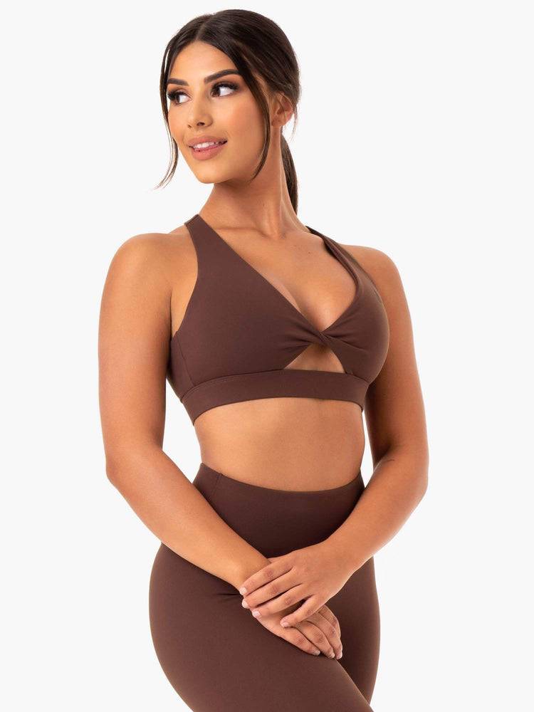 Ryderwear Women Sports Bra Adapt Twist Women's Sports Bra Chocolate | CA1804DN