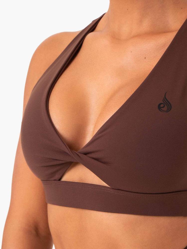 Ryderwear Women Sports Bra Adapt Twist Women's Sports Bra Chocolate | CA1804DN