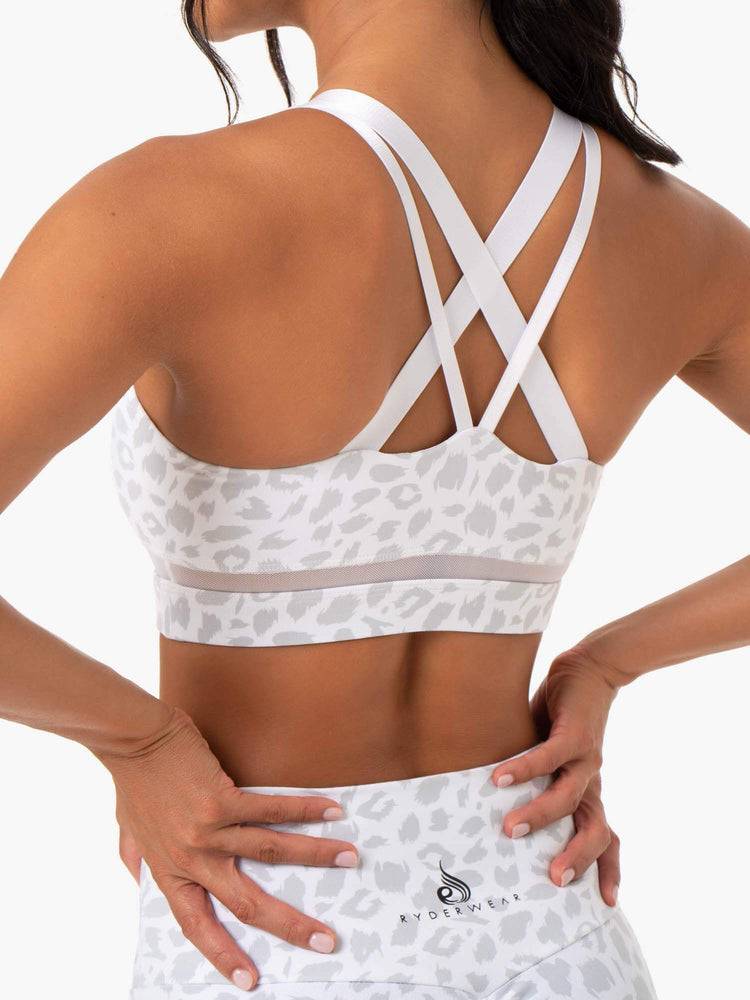 Ryderwear Women Sports Bra Amazon Mesh Women's Sports Bra Snow Leopard | CA1658VD