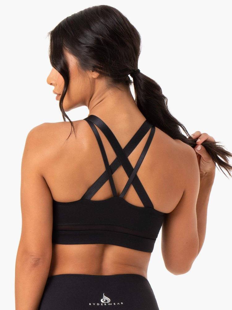 Ryderwear Women Sports Bra Amazon Mesh Women's Sports Bra Black | CA1661MA