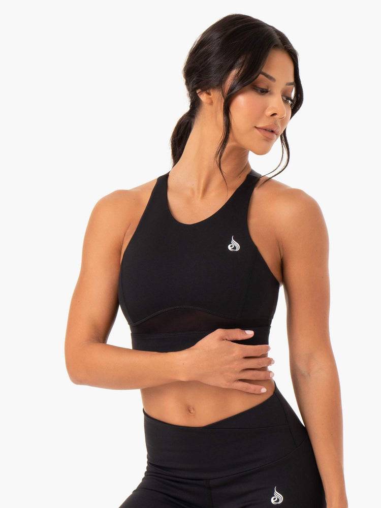 Ryderwear Women Sports Bra Amazon Mesh Women's Sports Bra Black | CA1661MA