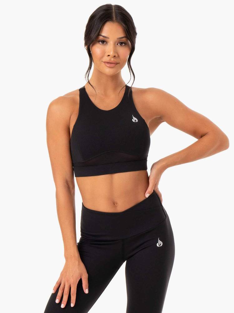 Ryderwear Women Sports Bra Amazon Mesh Women\'s Sports Bra Black | CA1661MA