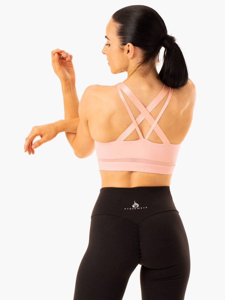 Ryderwear Women Sports Bra Amazon Mesh Women's Sports Bra Baby Pink | CA1820EX