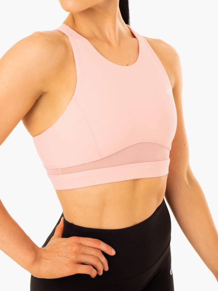 Ryderwear Women Sports Bra Amazon Mesh Women's Sports Bra Baby Pink | CA1820EX