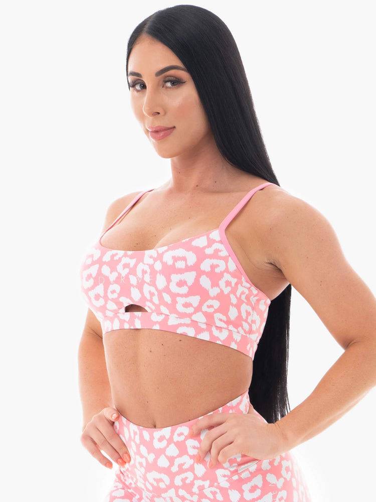 Ryderwear Women Sports Bra Animal Women's Sports Bra Pink Leopard | CA1598GL