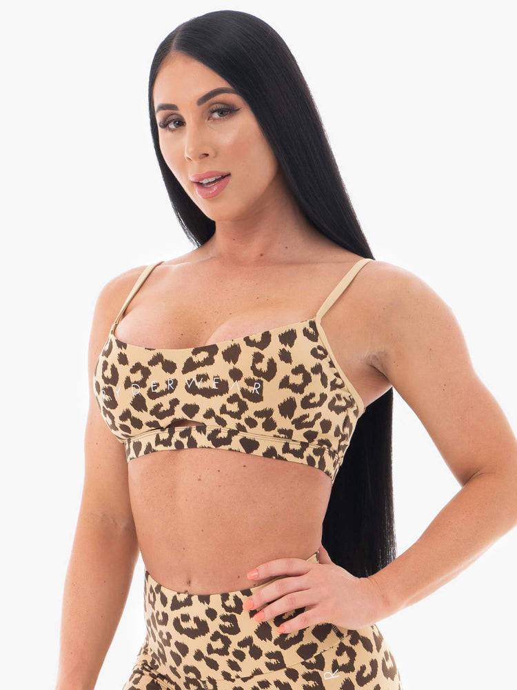 Ryderwear Women Sports Bra Animal Women's Sports Bra Tan Leopard | CA1645PQ