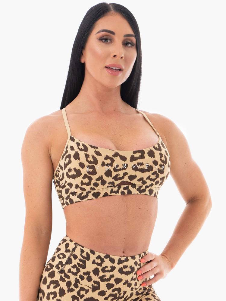 Ryderwear Women Sports Bra Animal Women's Sports Bra Tan Leopard | CA1645PQ