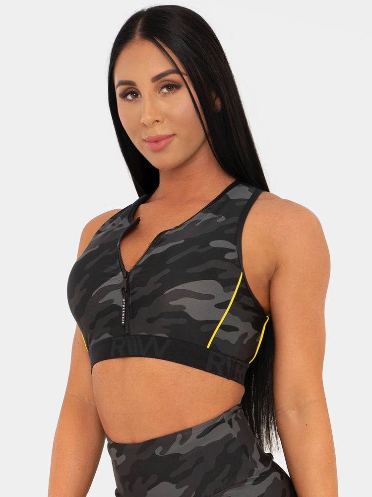 Ryderwear Women Sports Bra BFCAMO Zip Up Women\'s Sports Bra Camo | CA1653KI